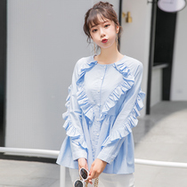 Pregnant women Spring and Autumn wooden ear shirt Womens 2020 loose thin age wear shirt pregnant mother cotton top