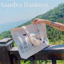 France Sandro Ifashion canvas bag 2021 new portable shoulder bag large capacity wild tote bag