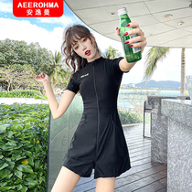 2021 new swimwear womens conjoined sports summer conservative thin Belly Belly Korean ins hot spring fashion swimsuit