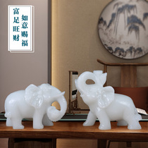 Natural jade elephant ornaments a pair of home office decoration feng shui elephant furnishings opening housewarming new home gifts