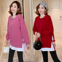 Pregnant womens autumn suit fashion model 2021 New Korean spring and autumn two-piece set out long coat women