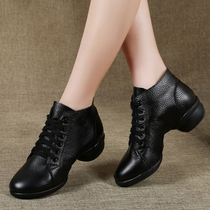 Jiao Baihui square dance womens shoes soft bottom middle heel black dance shoes Womens Jazz dance shoes Sailors Dance leather dance shoes