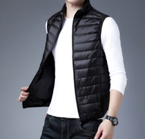 Down Vest Mens Autumn and Winter Trendy Casual Handsome Lightweight Warm Vest Outerwear Vest Down Jacket