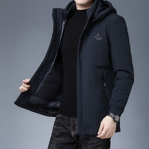 2020 autumn and winter new mens down jacket medium and long detachable liner one coat three wear large size winter jacket