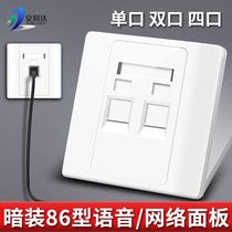 Network panel Household Type 86 concealed panel Network cable optical fiber information network port computer socket project three-hole double port