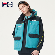 FILA FUSION Feile Tide Men Down Vest 2021 Winter New Street Sports Hooded Vest T11M143911F