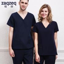 ZaqZeq Tanhe European and American fashion surgical suit Doctor nurse overalls Mens and Womens short-sleeved hand-washing clothes brush hand clothes