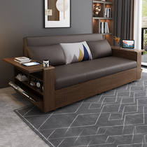 Solid wood sofa bed disposable technology cloth foldable multifunctional dual-purpose modern simple small apartment living room single double