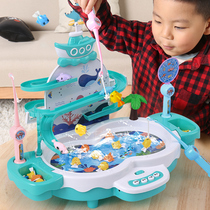 Fishing toys childrens magnetic fishing rod electric baby one and a half two years old children early education benefit intelligence brain suit