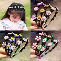 Korean childrens broken hair non-slip hair band Girls  headband Braided hair artifact Hair card Princess baby headdress net red hair ornaments