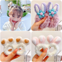 Cute rabbit ear hair ring star dailu furry baby girl baby rubber band children girl tie hair headdress hair accessories