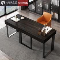 Solid wood desk Light luxury writing desk Office desk Study bookshelf furniture set combination Desktop computer table word board