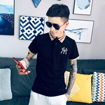 European station French tide brand short sleeve lapel men's T-shirt social slim half sleeve small shirt 2022 summer new polo shirt