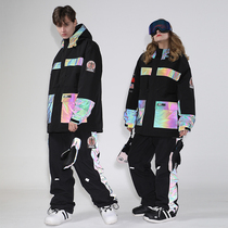 GsouSnow ski suit women suit men waterproof warm luminous reflective double board veneer 2021 tide brand snow suit