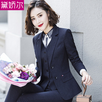 Stripe high-end business professional suit fashion temperament suit suit suit women dress work interview Lady overalls