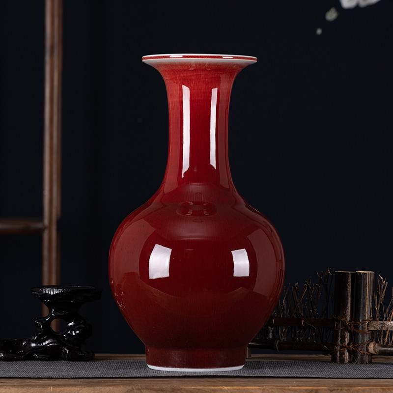 4F 中国名陶 景徳鎮製 郎窯紅（赤釉）花瓶 骨董 古美術品 花瓶 花器 郎窑红釉陶瓷花瓶-郎窑红釉陶瓷花瓶促销价格、郎窑红釉陶瓷花瓶品牌- 淘宝