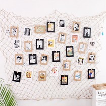 Creative fishing net Photo Wall Mediterranean retro bar wall decoration hemp rope clip postcard message Wall Wall Wall Wall