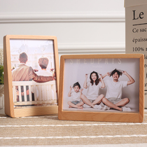 Simple trapezoidal beech photo frame 7 inch 8 inch photo frame custom logo picture frame acrylic wooden graduation table photo