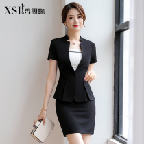 High-end professional suit Female president 2021 summer new fashion hotel front desk work wear short-sleeved suit overalls