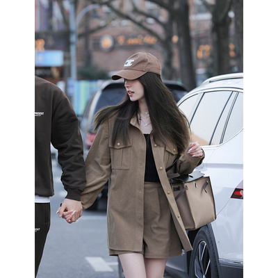 taobao agent Retro corduroy set, mini-skirt, spring shorts, A-line, 2023 collection