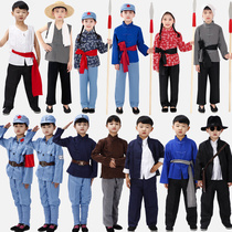 Childrens King II Little Eight Lutheran Army Red Army Childrens Troupe Performance Costume Peasant Village Aunt Red Guard for the Ordinary Drama Show