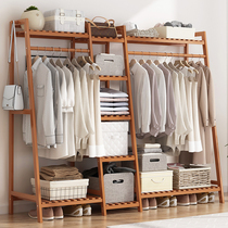 Room simple hanging clothes rack Floor-to-ceiling bedroom space-saving household multi-functional solid wood cabinet creative clothing coat rack
