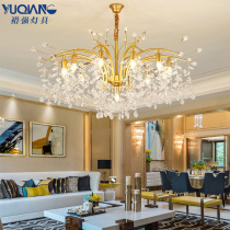 Postmodern light luxury chandelier simple creative bedroom living room crystal lamp personality all copper Nordic style restaurant lamps
