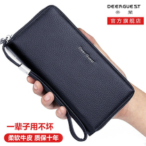Mens long money wallet genuine leather zipper Money clip Bull Leather Handbag handbags Business Handbags Handbags Handbags Han version of the wave