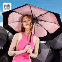 Heterotropic parasol sunshade sunscreen UV protection women folding automatic umbrella dual-purpose portable mini five fold umbrella
