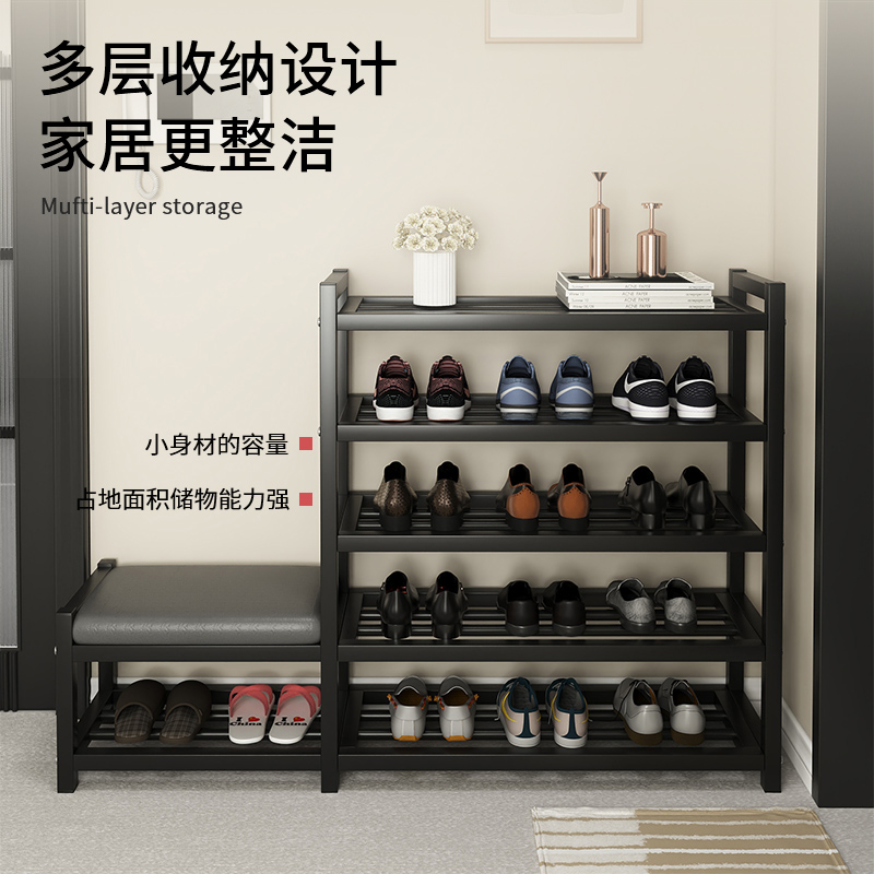ステンレス鋼の靴ラック家の玄関用シンプルな靴ラック新 2023 ホットスタイル多層靴キャビネットスツール統合