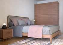 Custom North American black walnut bedroom full furniture Nordic solid wood double bed bedside table wardrobe storage wardrobe