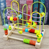 Large number fruit fun beaded wooden toddler male and female baby puzzle power toy 1-3 years old children beaded