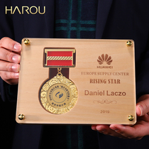 The medal is set to be made solid wood trophy authorized brand creative metal merit medal of honor high-grade souvenir production