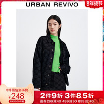 UR2021 winter new womens fashion full printed presbyes lapel tannins casual coat WV48SBYE2000
