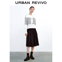 UR2022 Spring New Products Womens Clothing Port Wind College Wind Stripe Splicing Deconstruct Knit T-shirt WU09R9BN2000