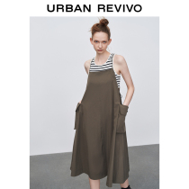 UR2022 winter new womens sweet cool workwear wind multi-pocket suspender dress WV36S7AN2000