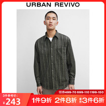 UR2021 new autumn winter mens vintage casual stripes thick loose cardigan shirt ML43S2BN2001