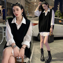 Pregnant women spring suit net red fashion new loose coat long sleeve Korean version of spring and autumn pregnant women dress winter