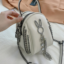 Niche design sense bag female 2021 New Tide fashion solid color crossbody bag foreign rabbit tassel shoulder bag
