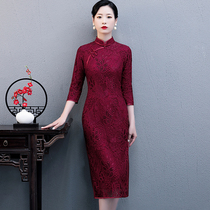 High-end happy mother-in-law wedding banquet autumn cheongsam mother wedding dress foreign style 2021 New slim improvement dress
