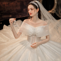 Main wedding dress 2021 new summer bride French court style heavy industry luxury temperament retro princess style big tail