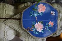 Peony embroidery purple bamboo fan (Su embroidery double-sided embroidery)