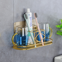  Wall-mounted light luxury wall-mounted electric toothbrush shelf Toothpaste brushing cup mouthwash cup set shelf Free punching