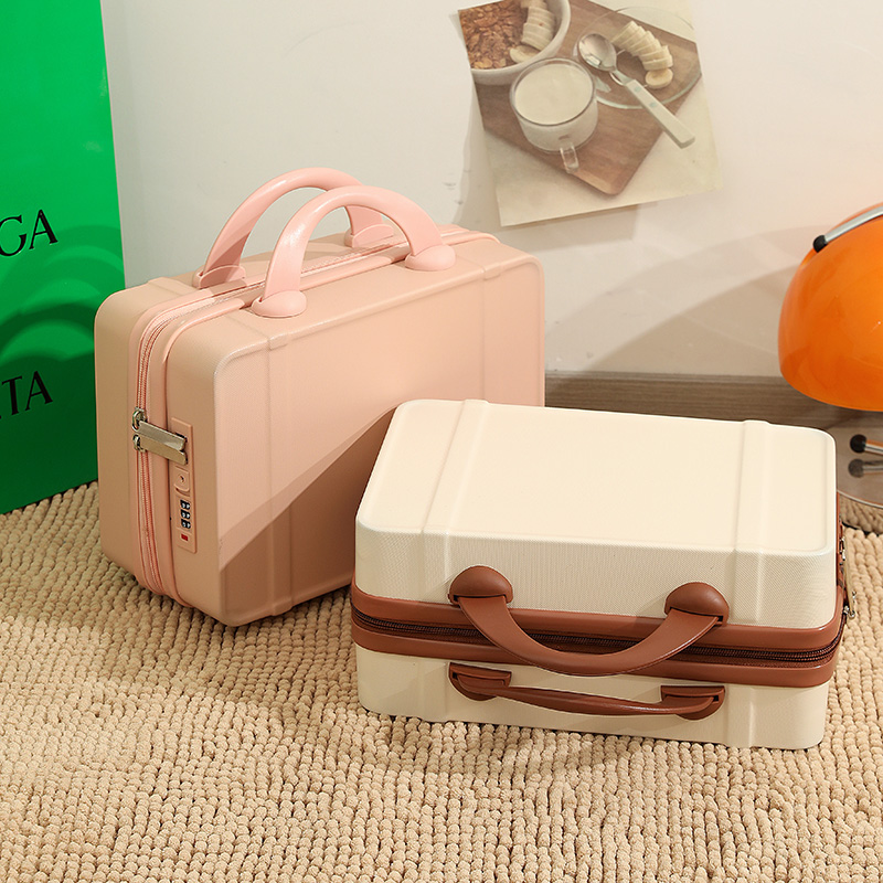 Portable box, small luggage box, women's 14 inch makeup box, travel password box, small mini storage bag, can be hung on a large box