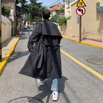2021 medium long trench coat men Korean version trend loose handsome cotton coat spring autumn large size double breasted coat