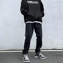 Retro jeans Mens spring autumn loose ins Tide Cards American Casual Straight Drum Pants Foundation 100 lap High Street Pants Tide