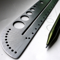 Titanium alloy ruler large steel ruler scale compass protractor hexagon socket multifunctional art tool ruler EDC