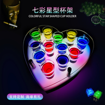 Luminous cup holder bar KTV acrylic creative heart-shaped cocktail LED bullet cup holder 12 holes one Cup shelf