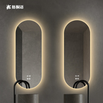 Smart bathroom mirror touch screen Oval toilet mirror wall led vanity mirror anti-fog toilet mirror glowing