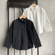 Boys  white shirt campus style fashion cotton shirt with black inside and Korean slim all-match casual top